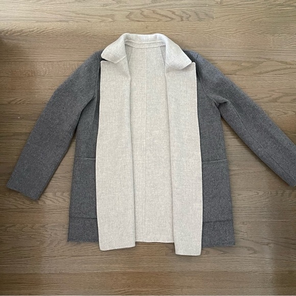 Theory Cashmere Wool Sileena Winsome Reversible Coat Gray Jacket Size Large - Picture 12 of 12